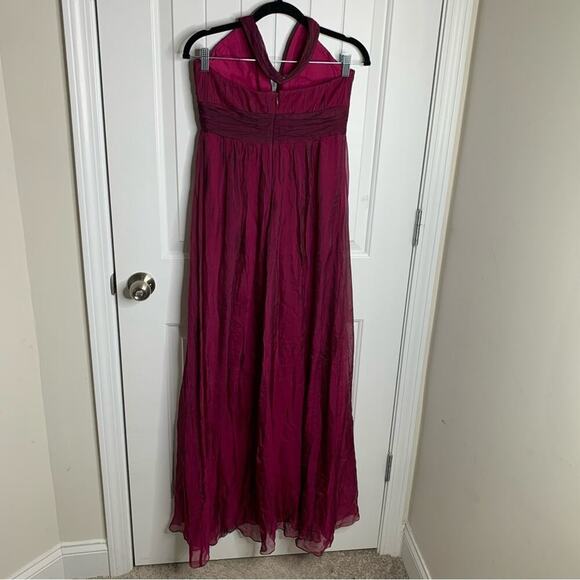 Vintage 90s y2K party silk red halter ruched midi dress size 6 kay unger prom - Picture 3 of 10